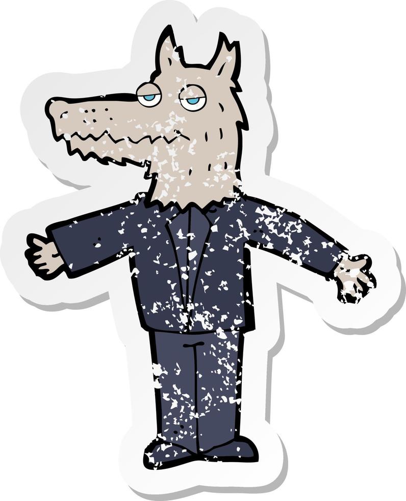 retro noodlijdende sticker van een cartoon wolf vector