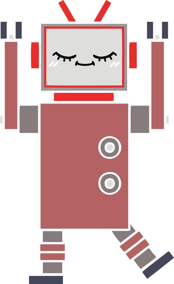 egale kleur retro cartoon robot vector