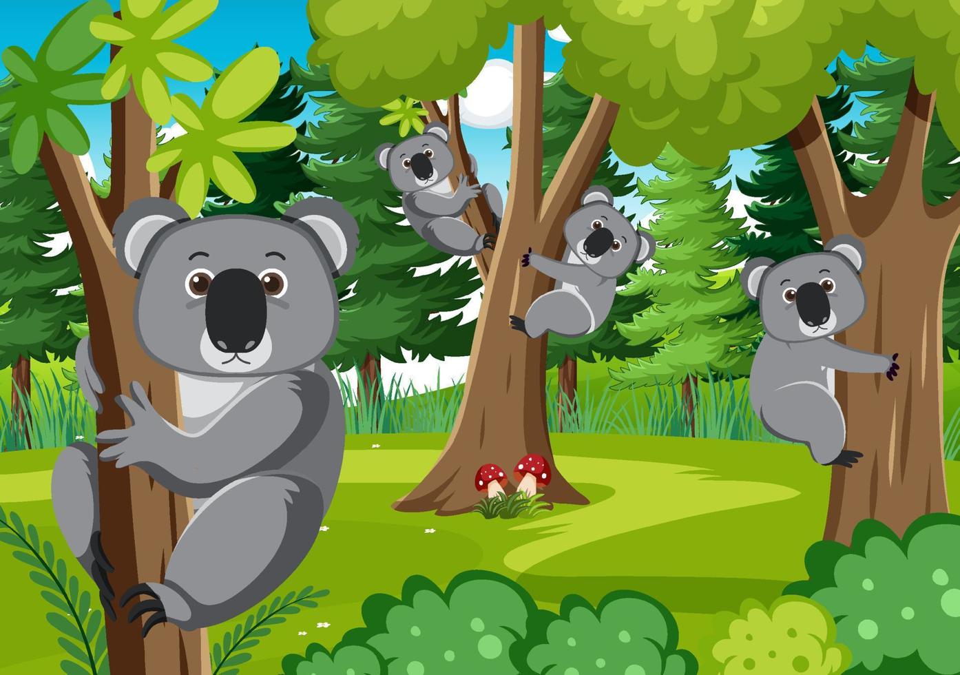 koala's op de bosachtergrond vector