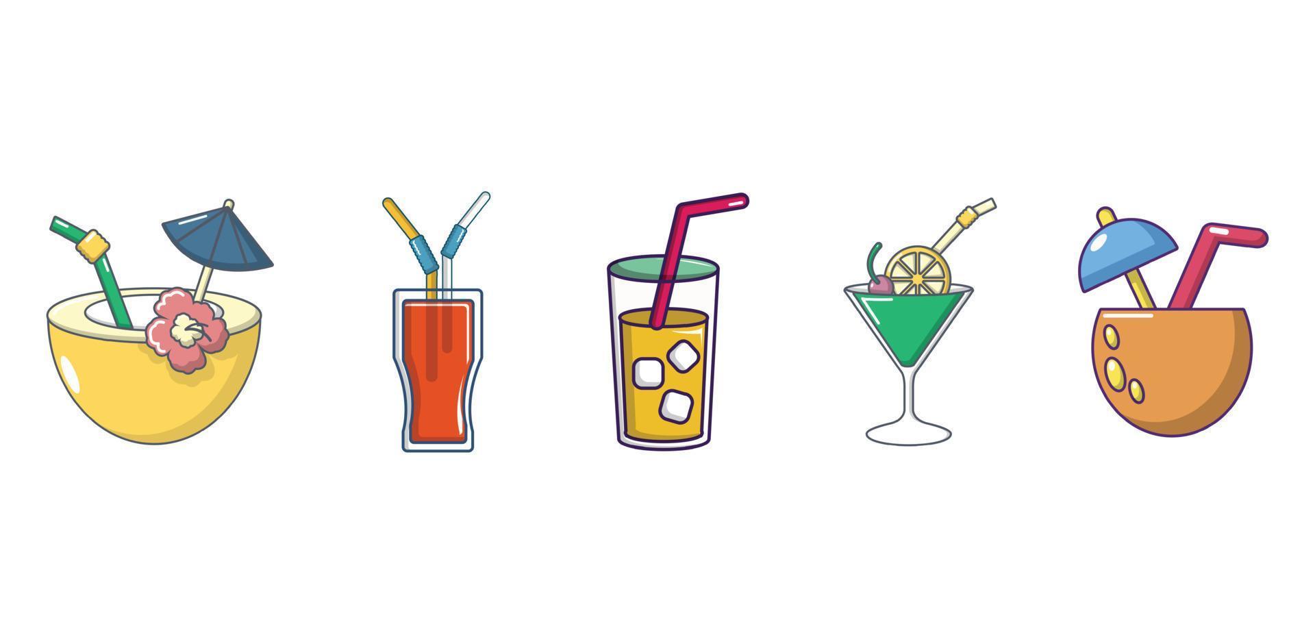 cocktail pictogrammenset, cartoon stijl vector