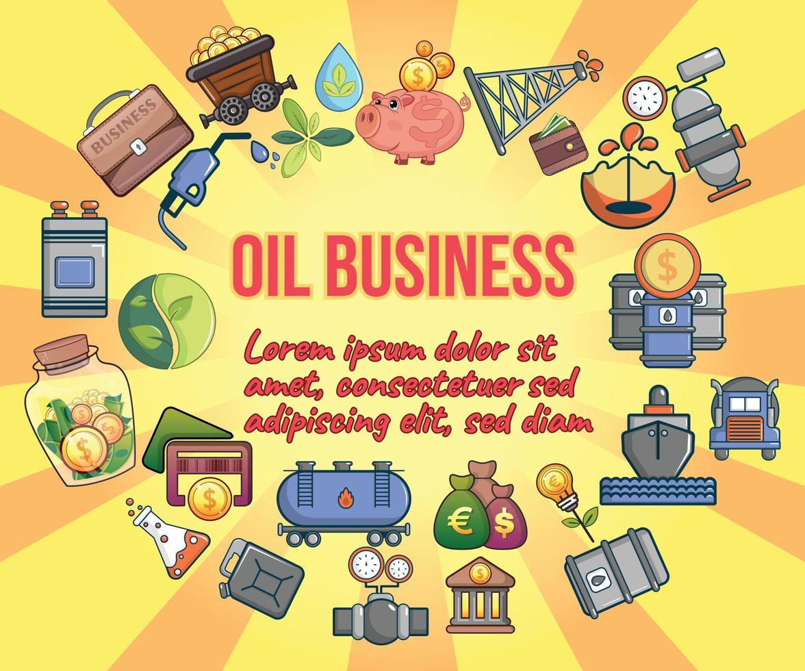 olie business concept banner, cartoon stijl vector