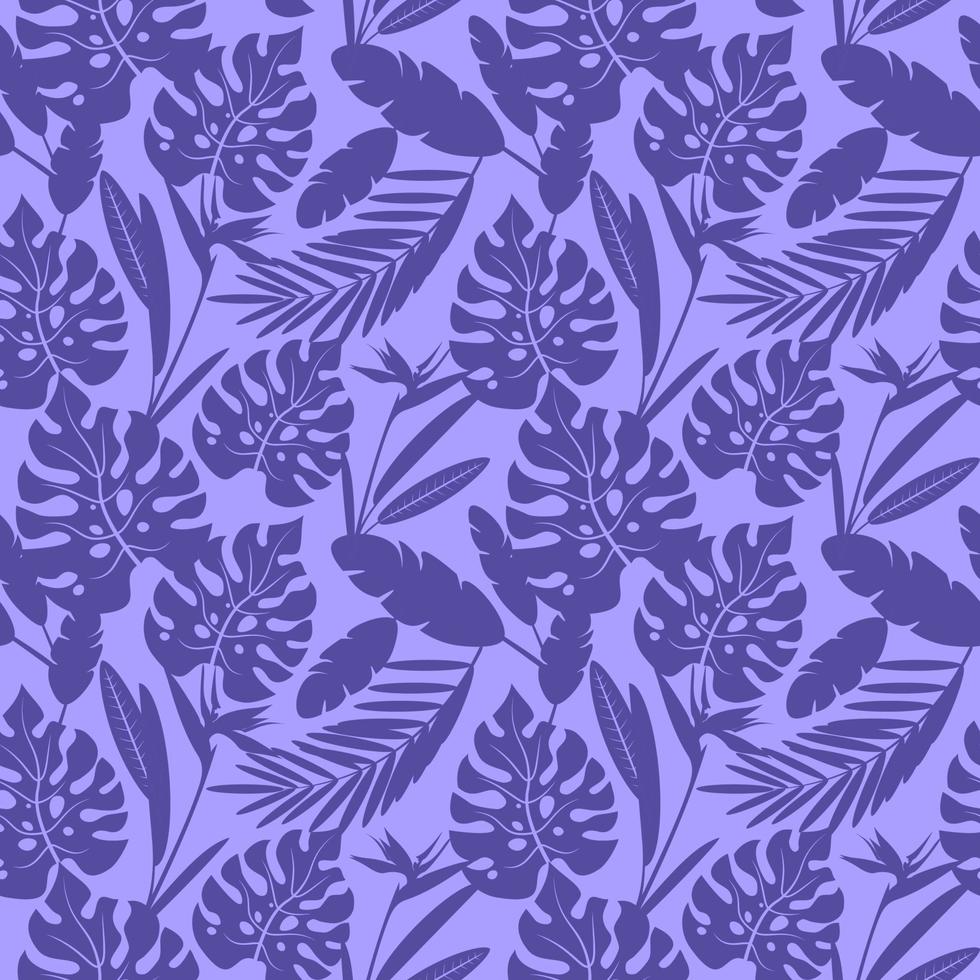 naadloze patronen met tropische exotische bladeren en bloemen. vector afbeelding in blauwe tinten.