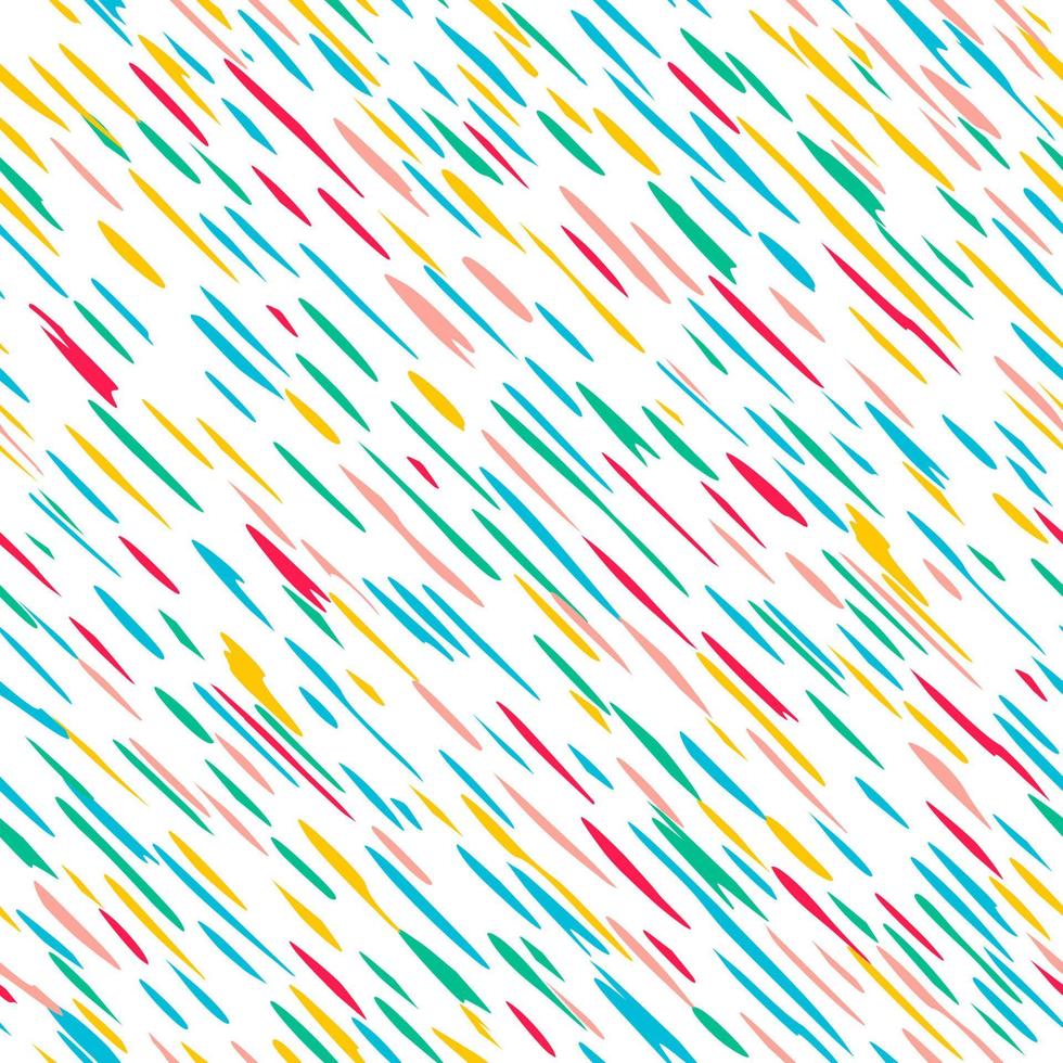 naadloos patroon, chaotische veelkleurige lijnen uit de vrije hand, langwerpige vlekken op een witte achtergrond. vector
