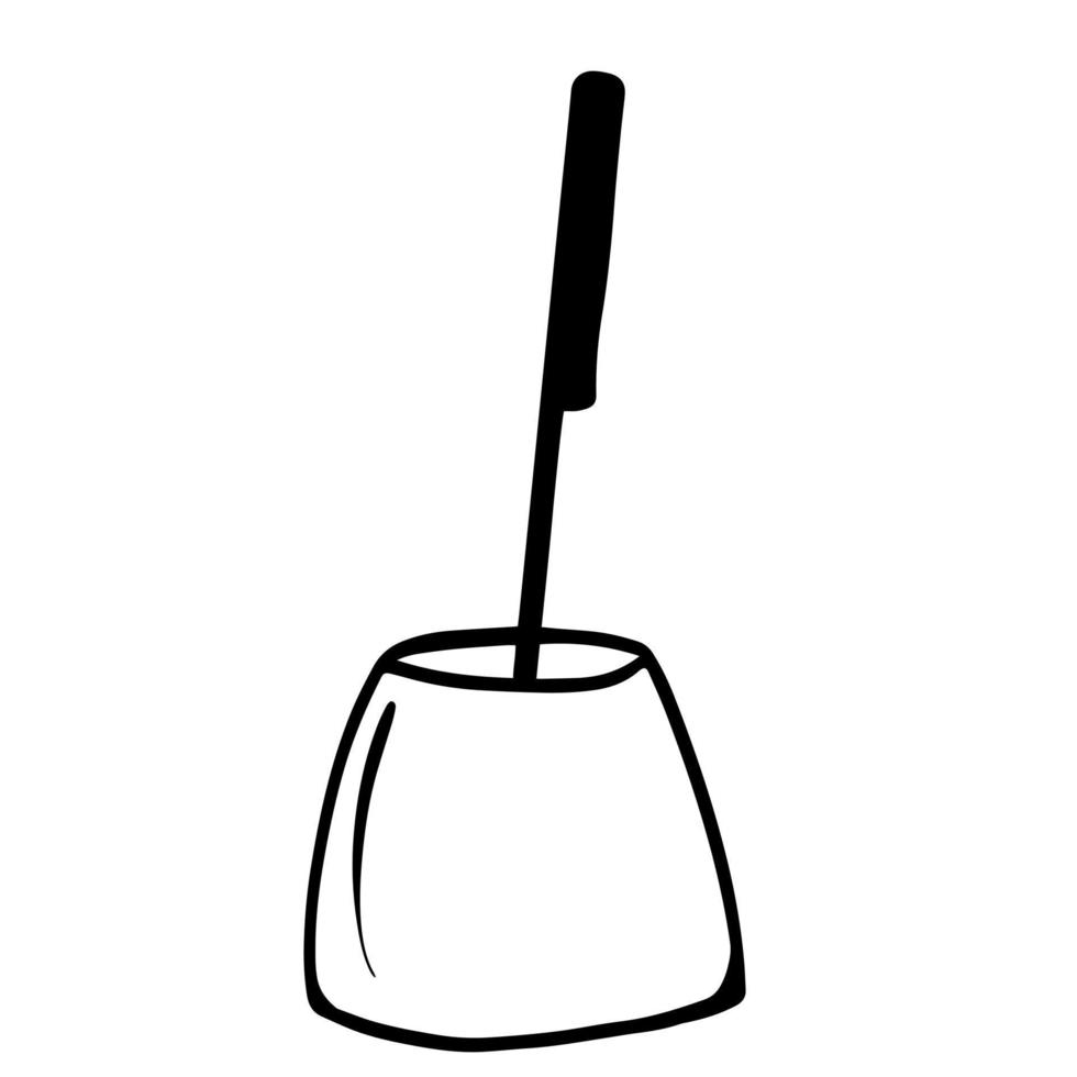 zwarte doodle van een borstel. handgetekende badkamer accessoires illustratie. penseel lijn kunst illustratie vector