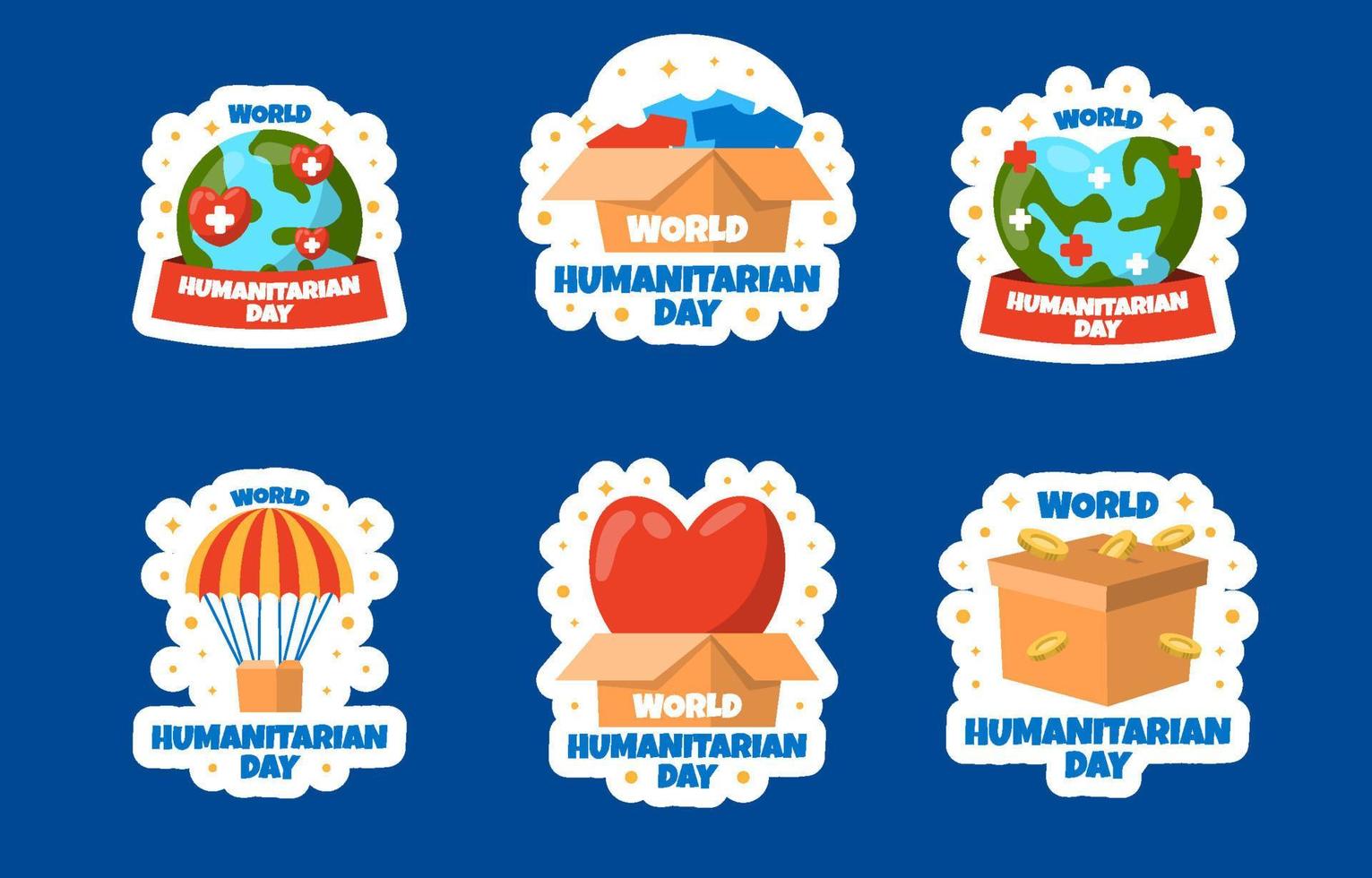 Wereld humanitaire dag feest sticker collectie vector