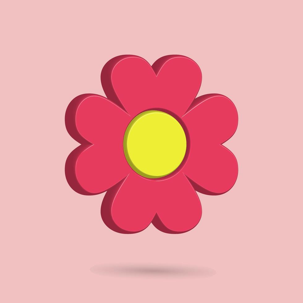 3D-roze bloempictogram, natuurthema voor afbeeldingen van uw eigendomsdecoratie vector