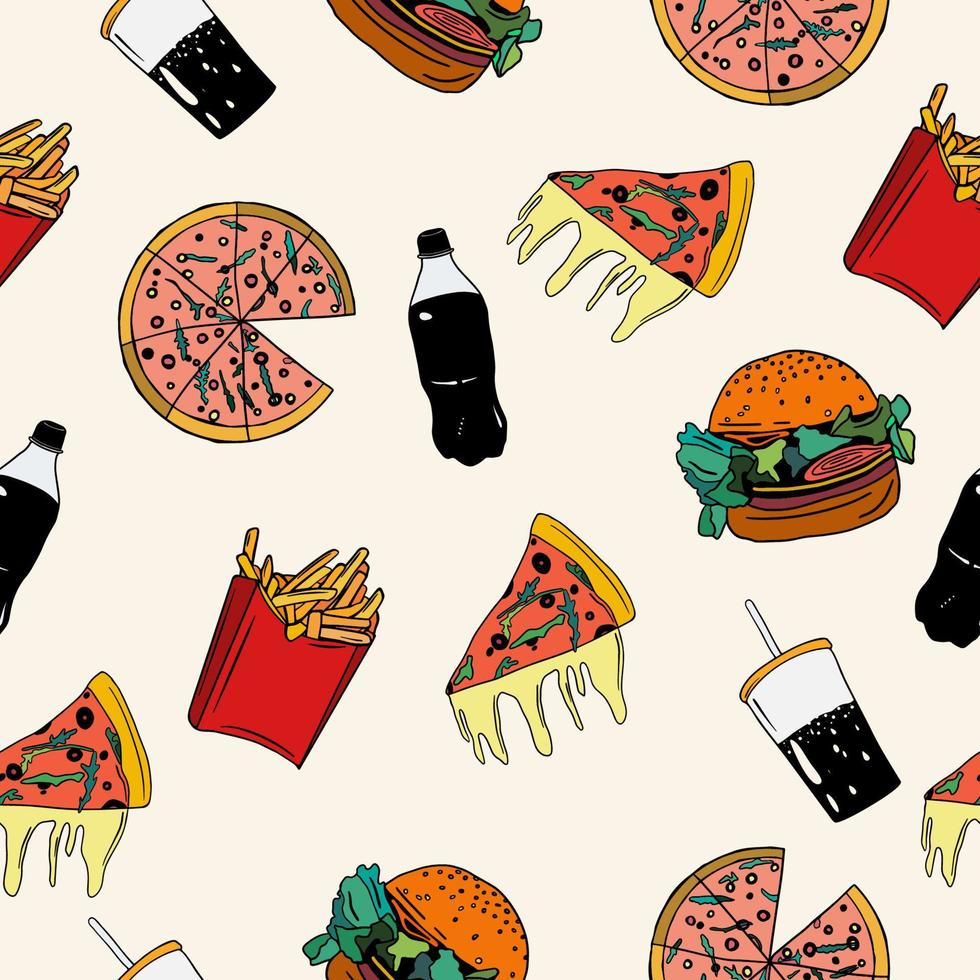 straatvoedselpatroon. Fast food vector