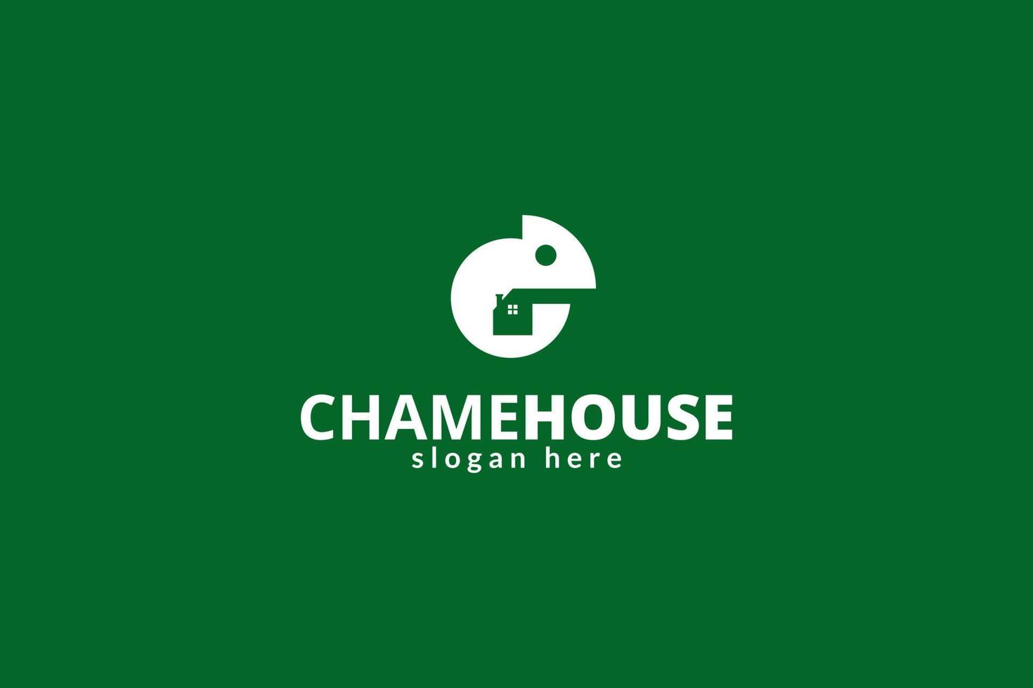 platte huis kameleon logo ontwerpsjabloon vector