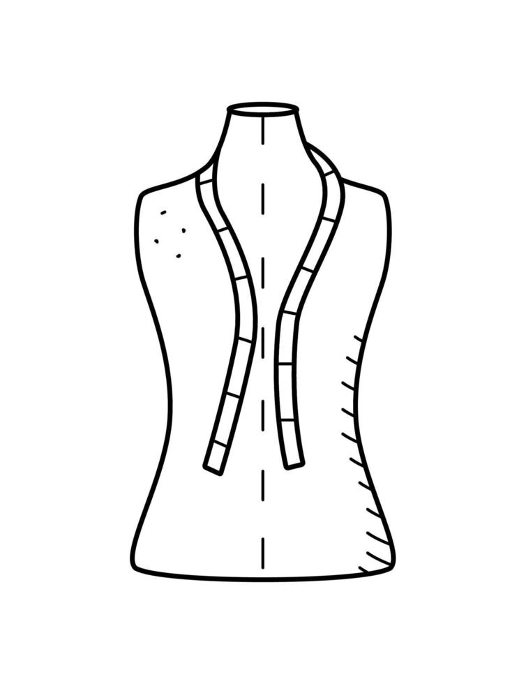 mannequin pictogram op maat doodle stijl. vectorillustratie van een vrouwelijke naai mannequin. vector