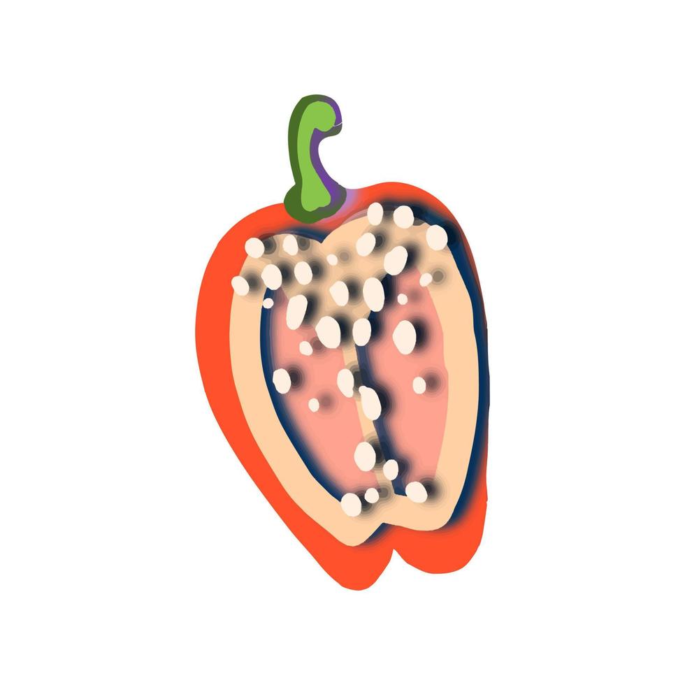 vector halve paprika getekend in papier knippen stijl. plantaardige illustratie voor ontwerp.