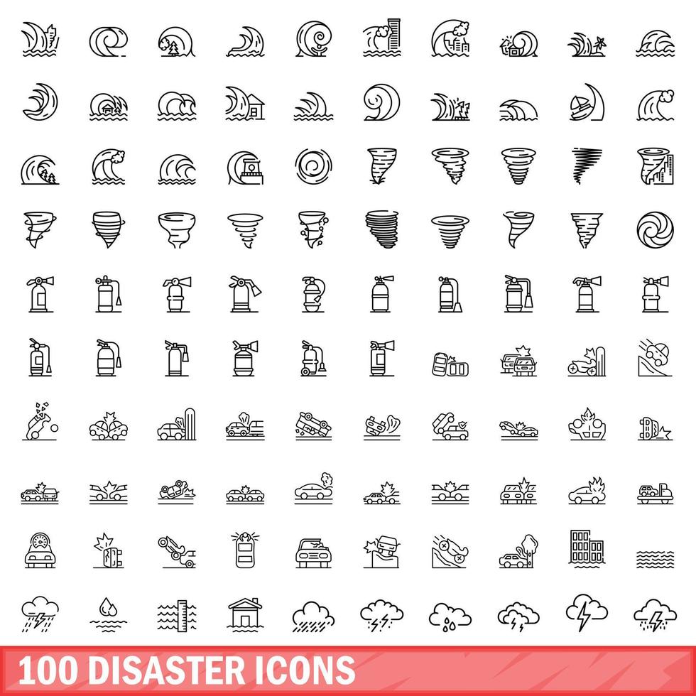 100 ramp iconen set, Kaderstijl vector