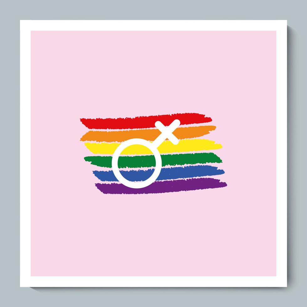 regenboogtextuurvlag met gender vrouwelijk lgbt-symbool vector