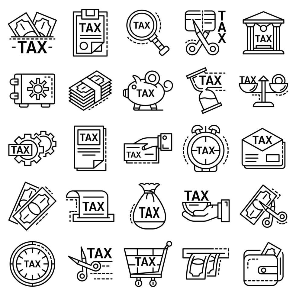 belastingen pictogrammenset, Kaderstijl vector