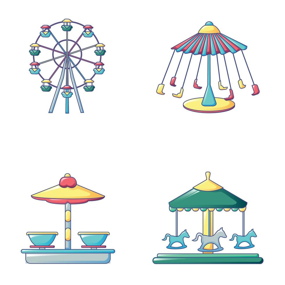 carrousel iconen set, cartoon stijl vector