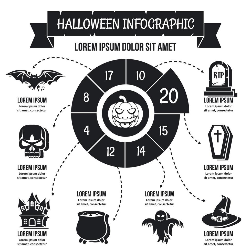 halloween infographic concept, eenvoudige stijl vector