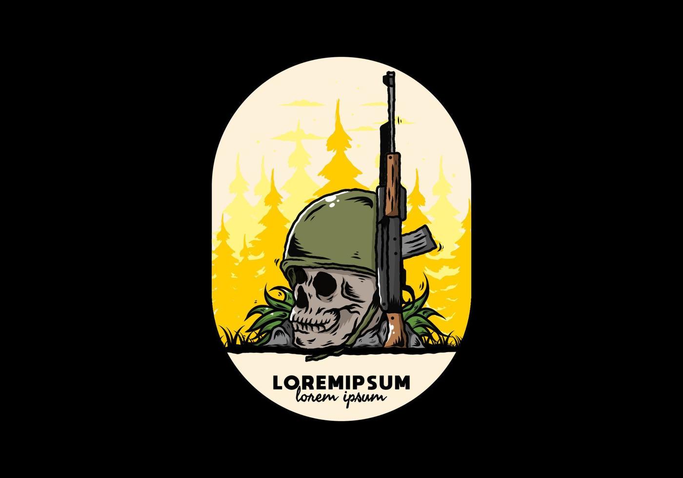 schedel en soldatenhelm met wapenillustratie vector