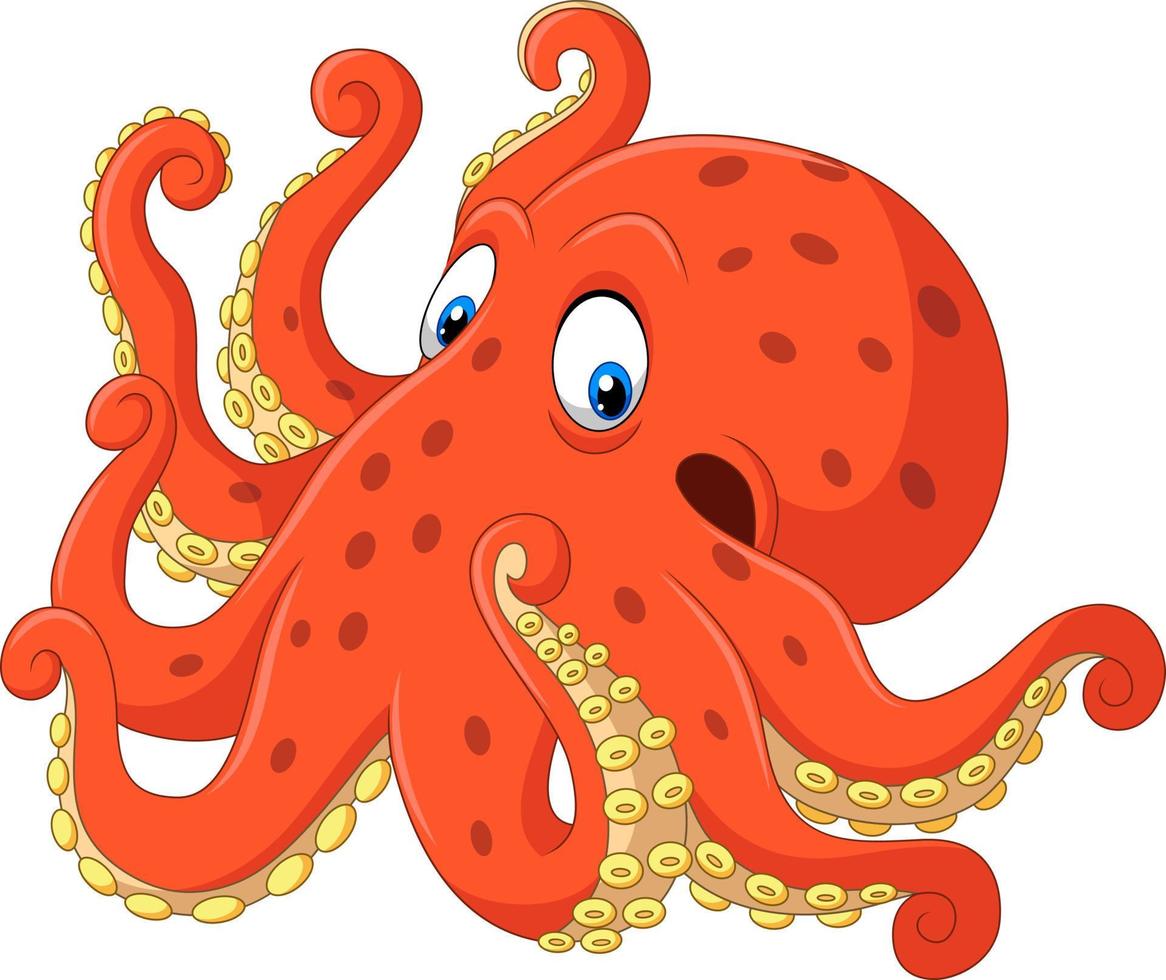 schattige octopus cartoon op witte achtergrond vector