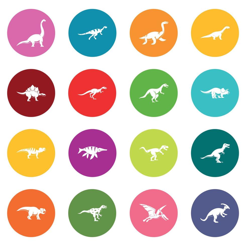 dinosaurus pictogrammen veel kleuren set vector