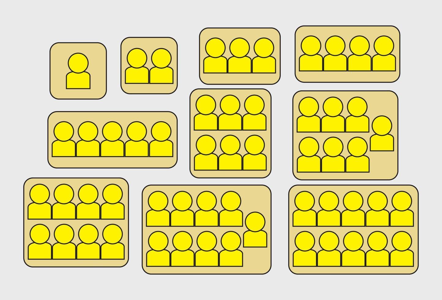 mensen pictogram geel één tot tien set in trendy platte stijl. personen symbool infographics website ontwerp, logo, app, geïsoleerd vector