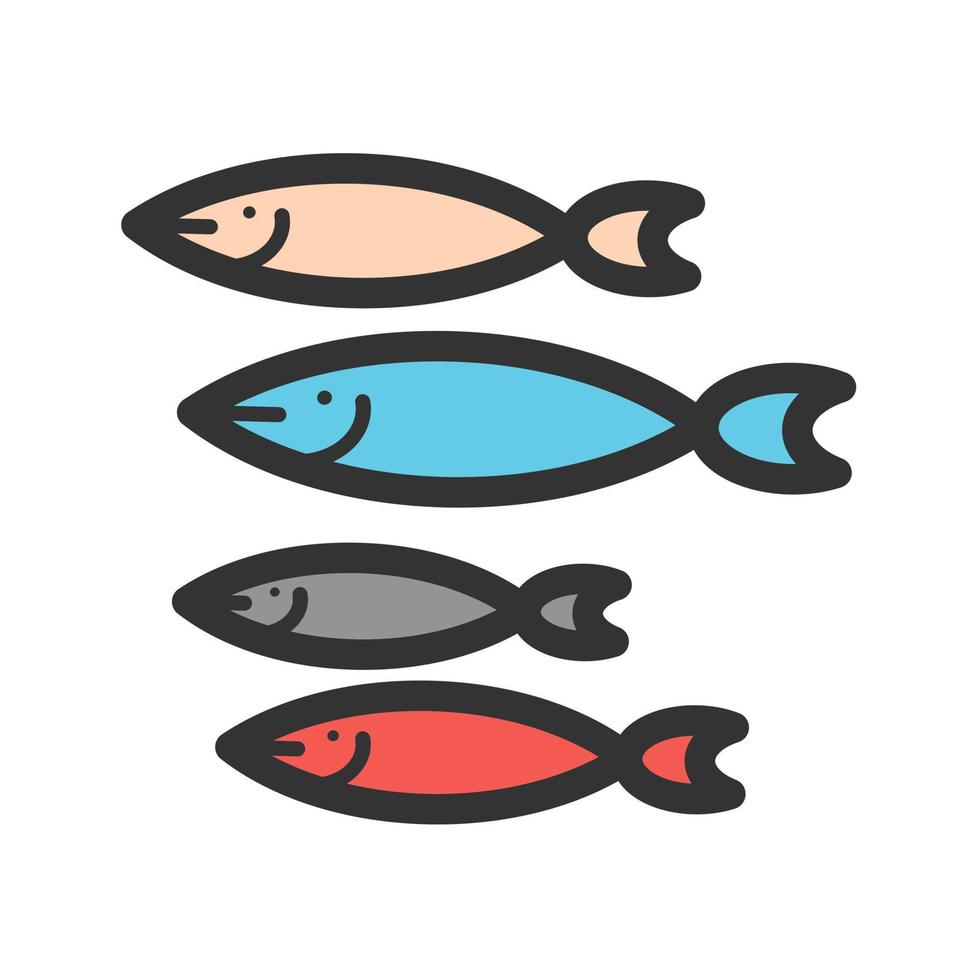 kleine vis gevulde lijn icoon vector