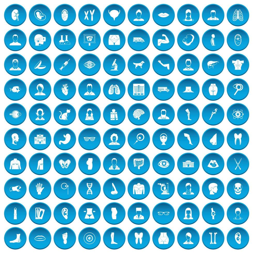 100 orgel iconen set blauw vector