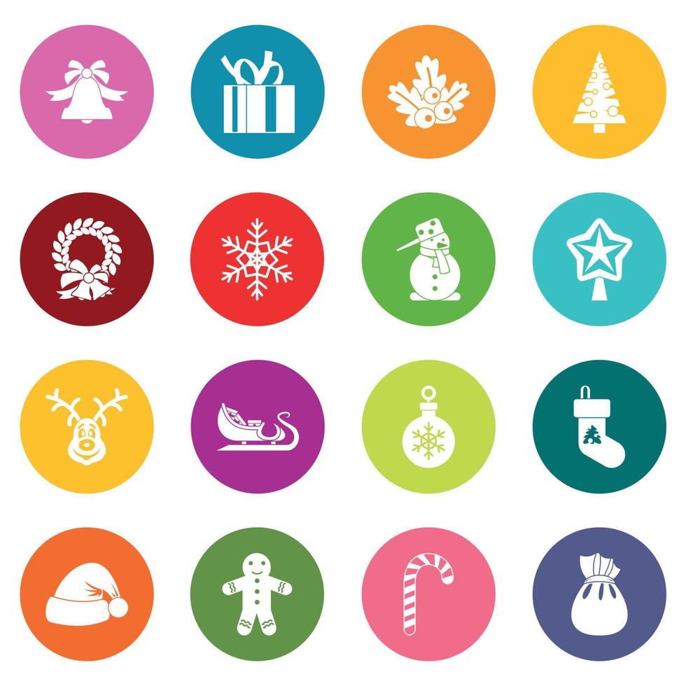 kerst iconen veel kleuren set vector