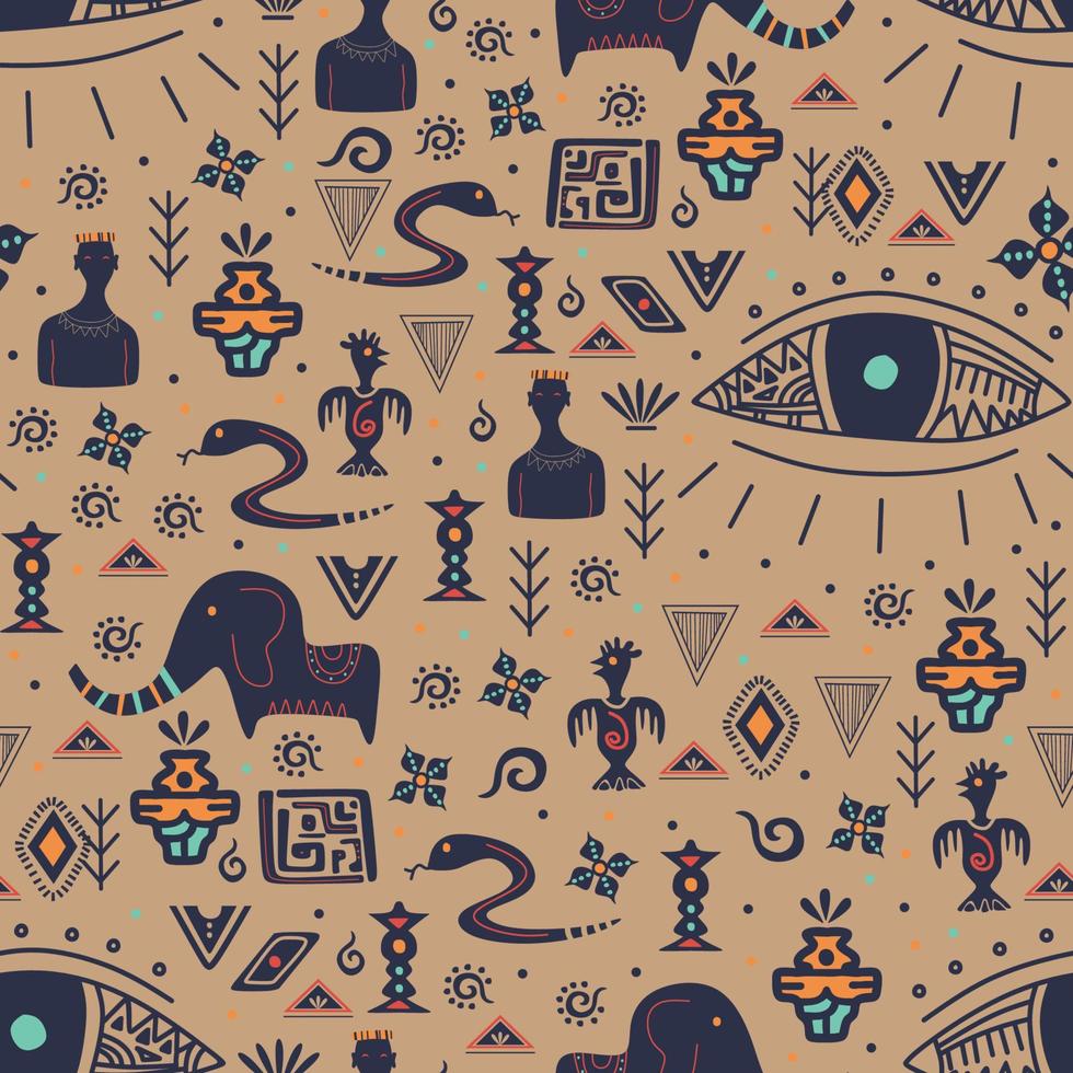 vintage tribal naadloze patroon met etnische motieven. vectorillustratie voor textielmode klaar om af te drukken vector