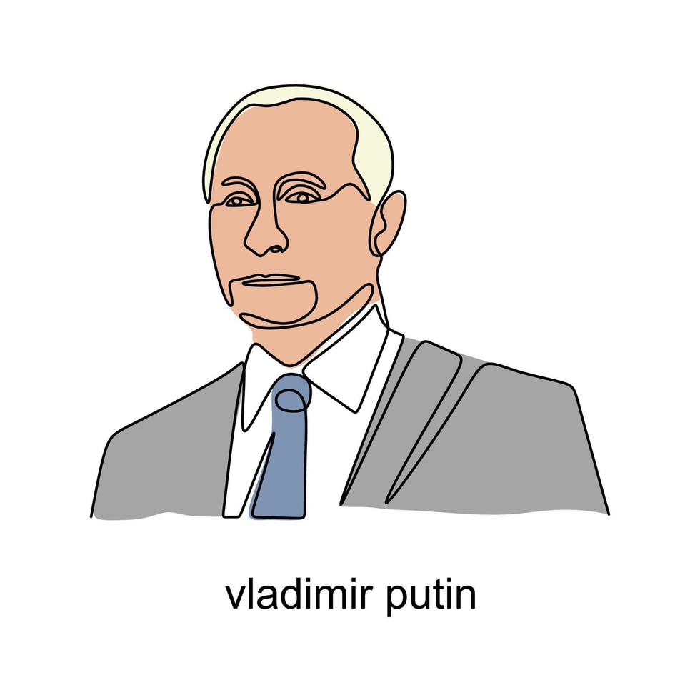 continue één lijntekening van vladimir Poetin. de president van rusland sinds 2012 vector