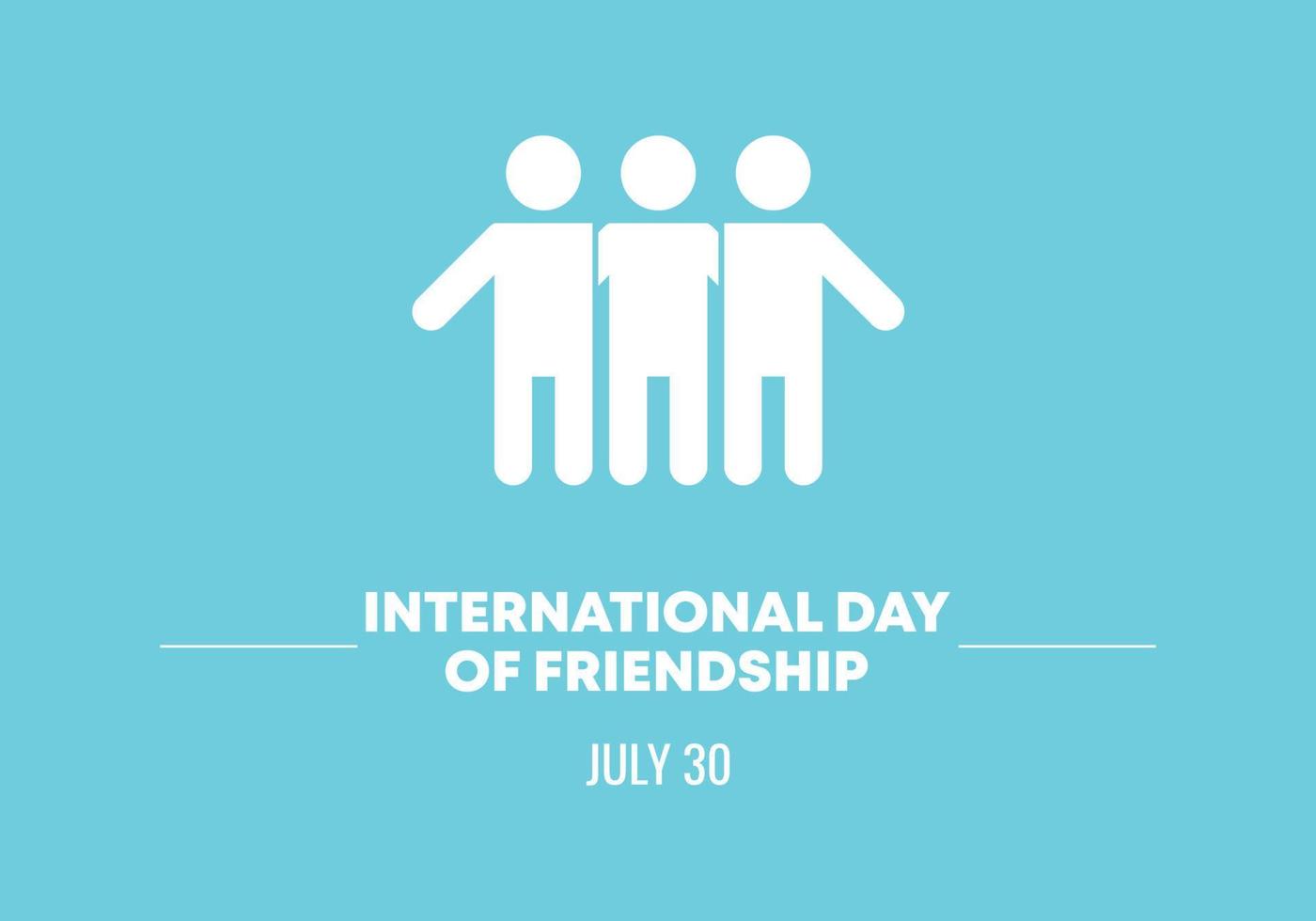 internationale vriendschap dag achtergrond spandoek poster met drie mensen pictogram geïsoleerd op blauwe achtergrond. vector