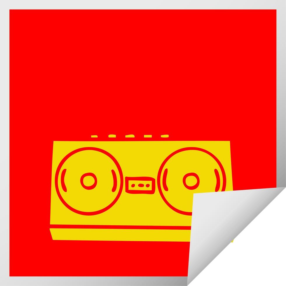 vierkante peeling sticker cartoon retro radio vector