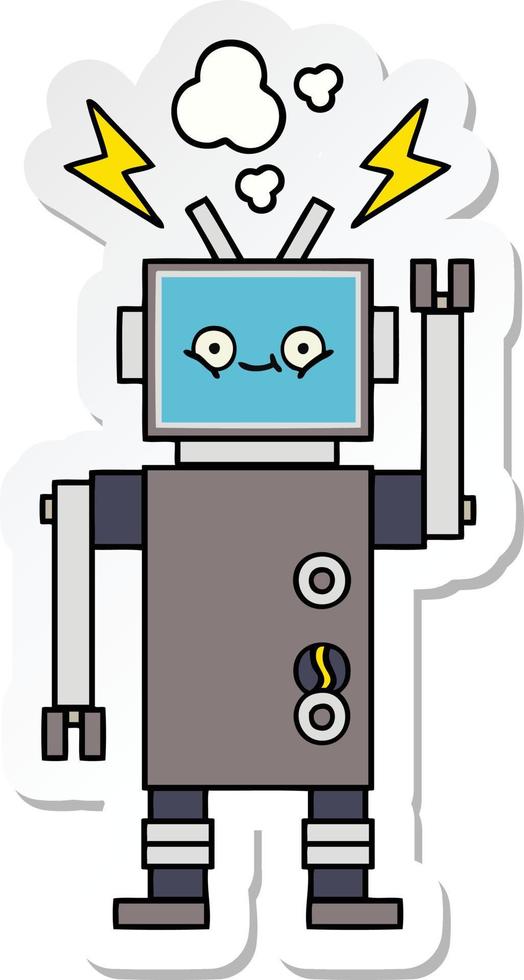sticker van een schattige tekenfilmrobot vector