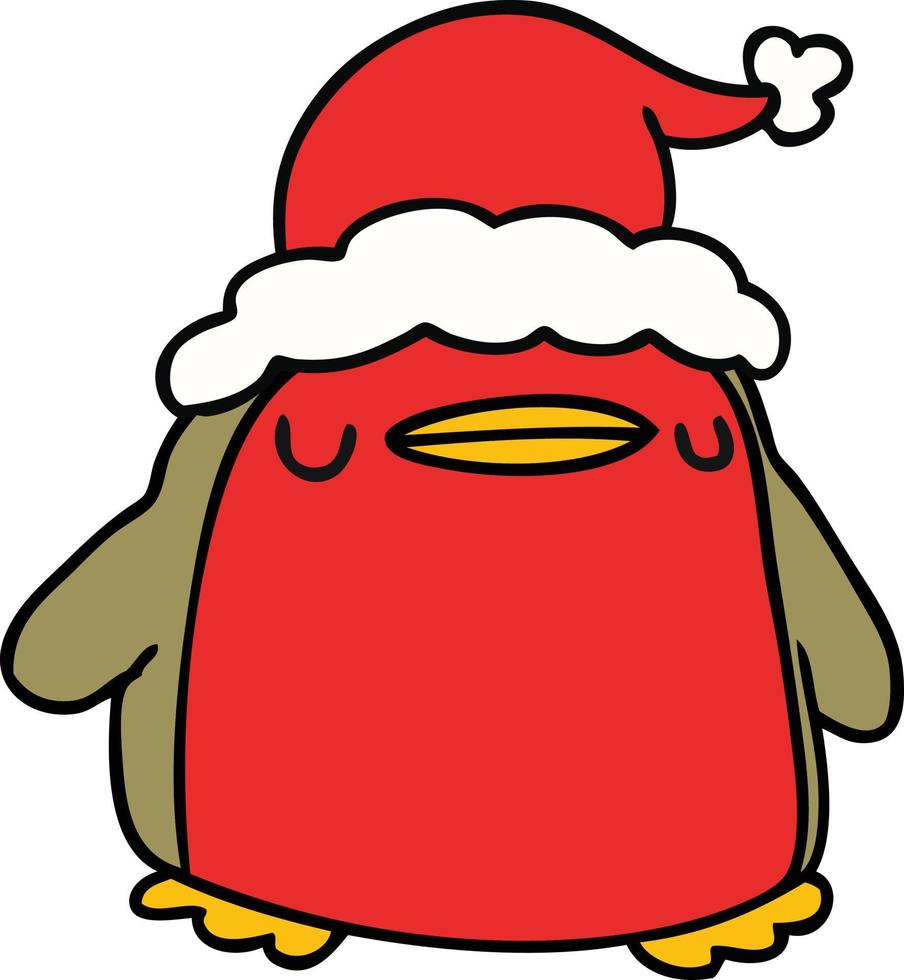 kerst cartoon van een kawaii robin vector