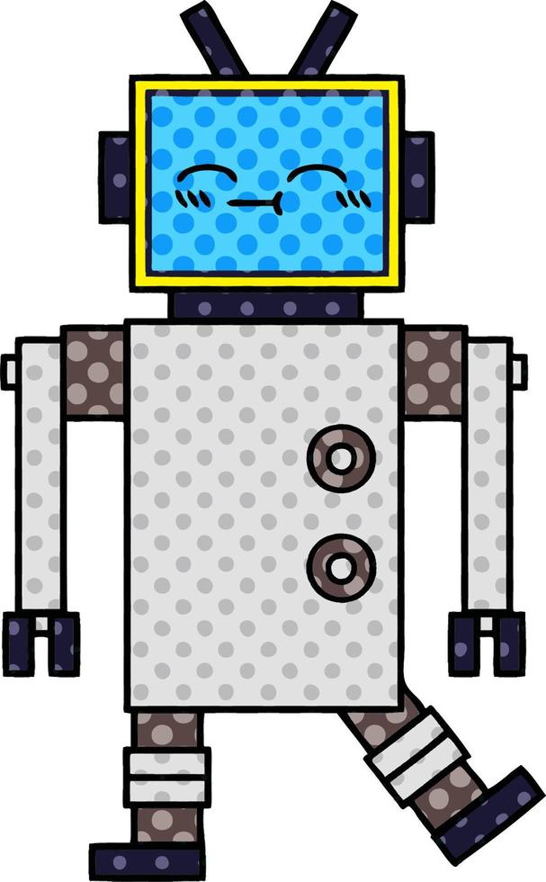 cartoon robot in stripboekstijl vector