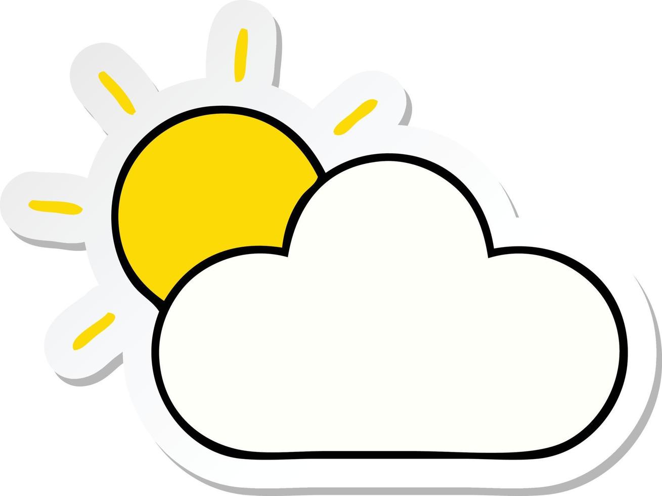 sticker van een schattige cartoon zon en wolk vector