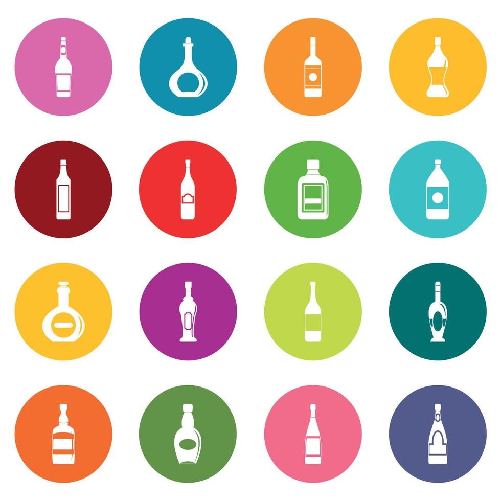 fles vormt pictogrammen veel kleuren set vector