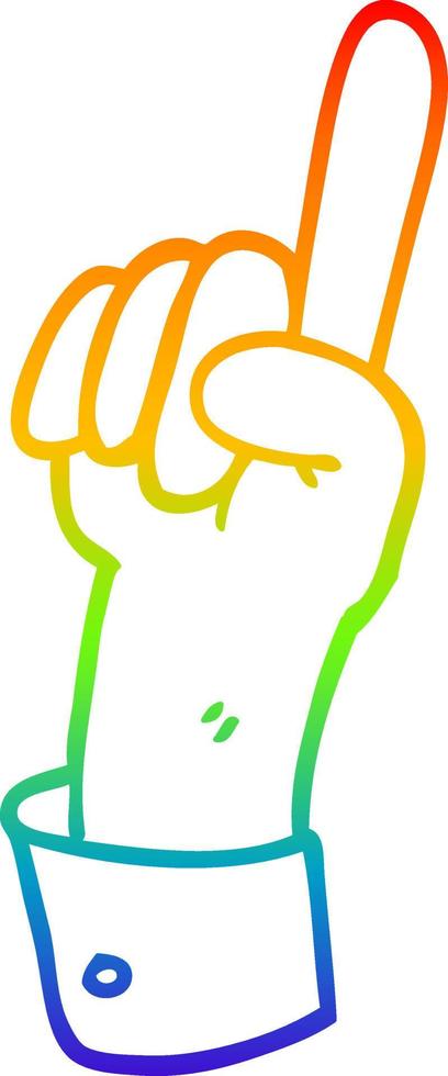 regenbooggradiënt lijntekening cartoon wijzende hand vector