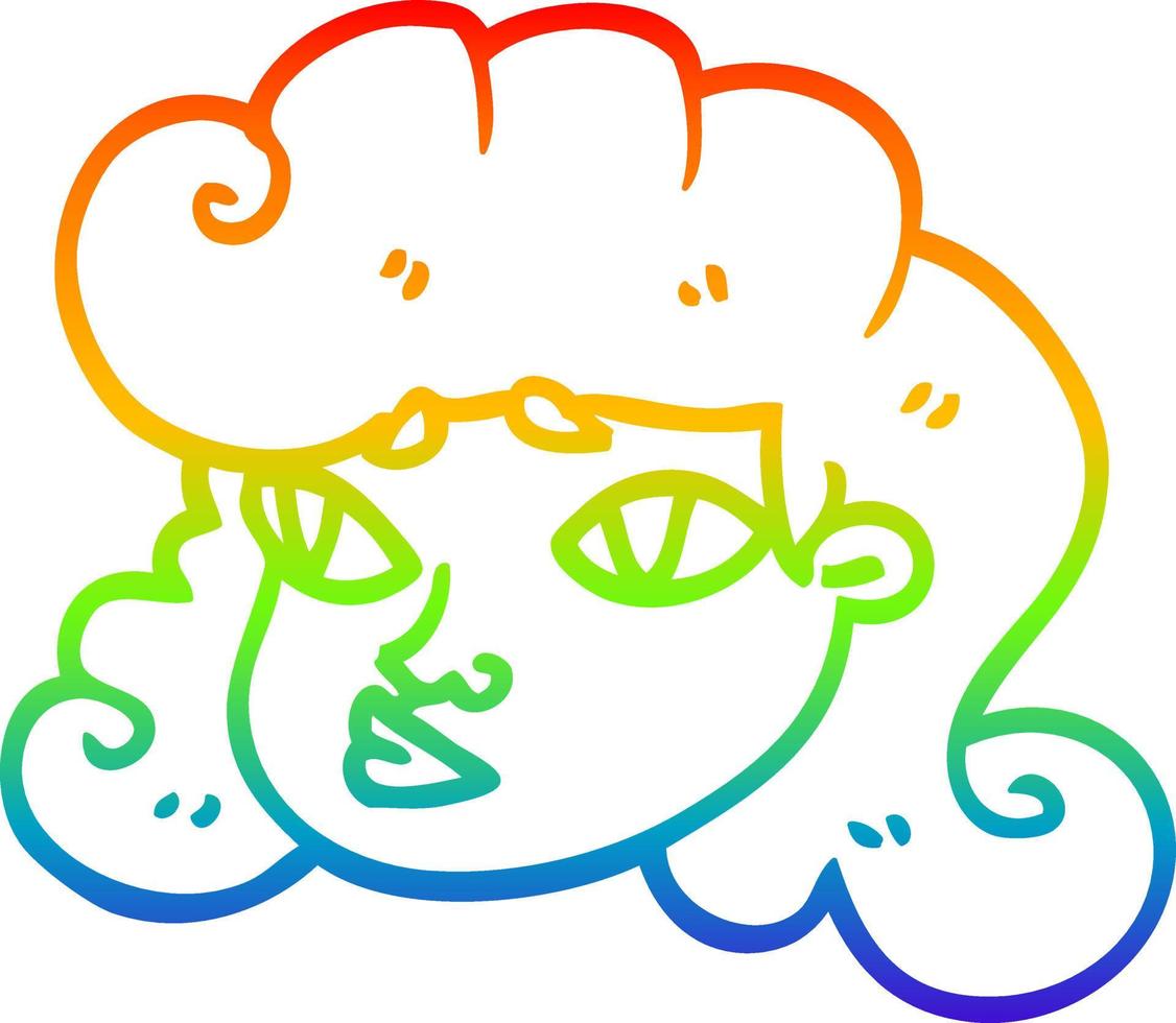 regenbooggradiënt lijntekening cartoon vrouwelijk gezicht vector