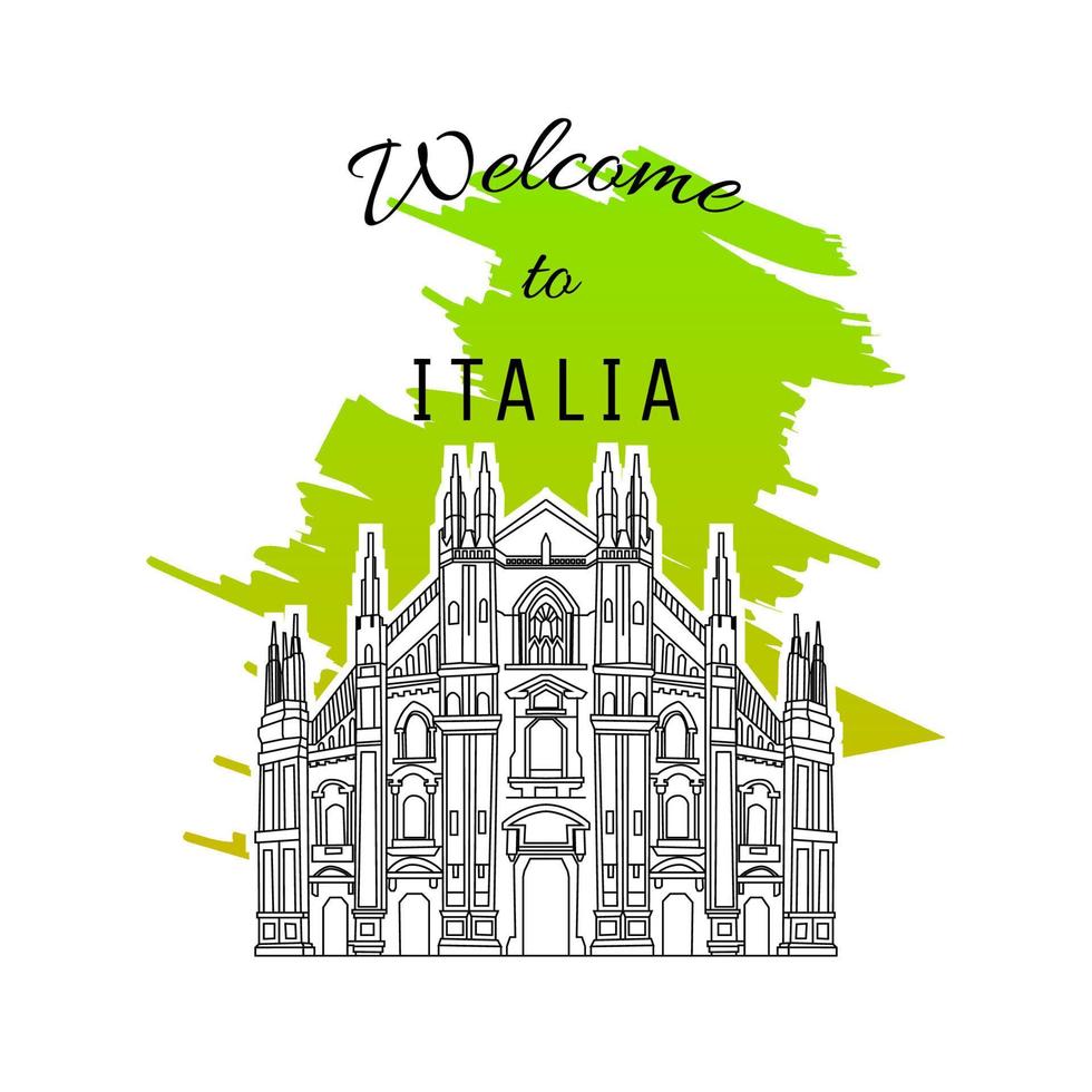 Catedral Doumo de Milano Italia illustratie lijn kunst stijl vector design