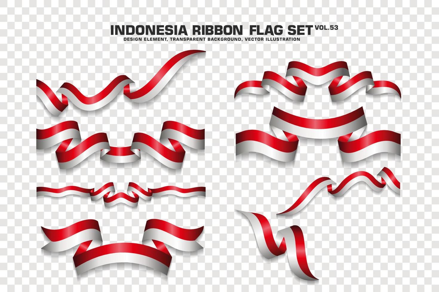 Indonesië lint vlaggen set, element ontwerp, 3D-stijl. vector illustratie