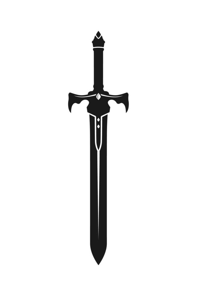 middeleeuws zwaard ridder, krijger mes silhouet logo ontwerp vector