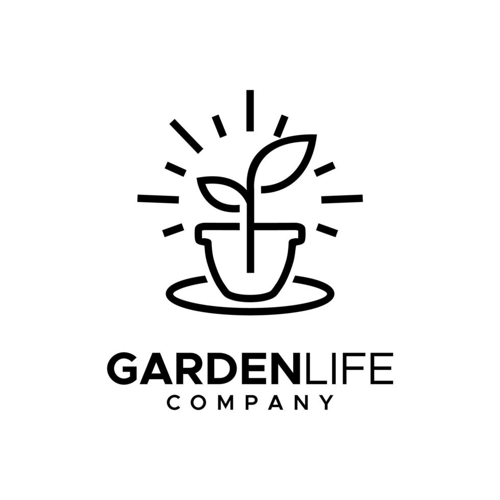 plant blad bloempot voor tuin plantage teelt boerderij logo ontwerp vector
