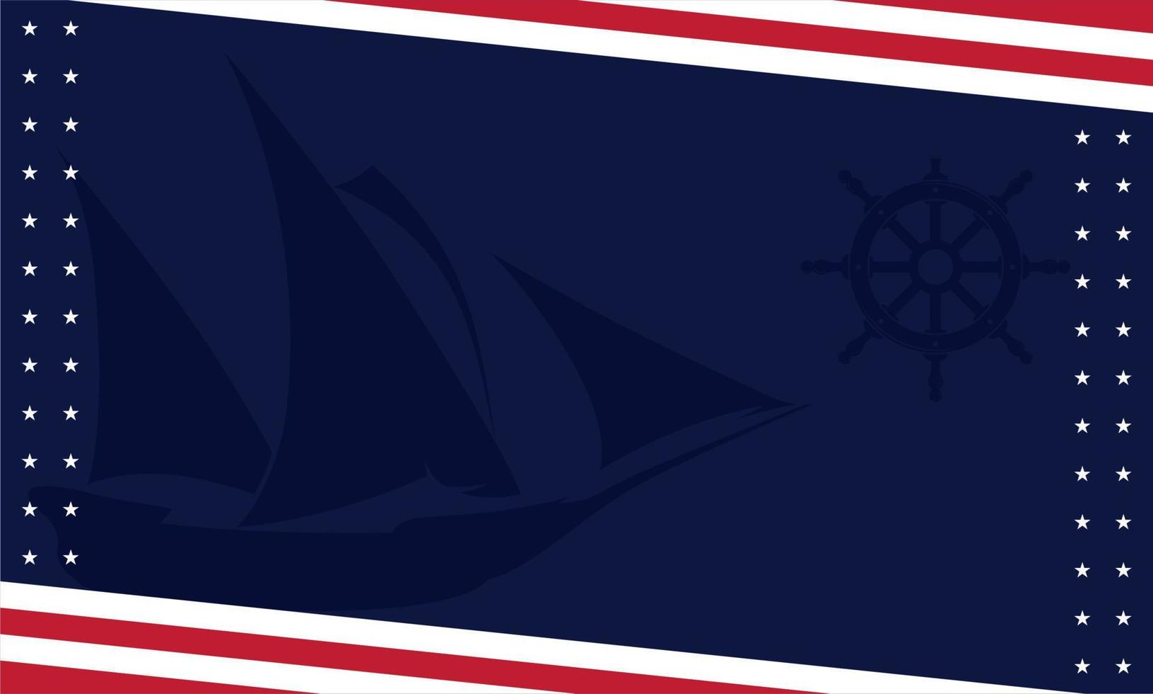 columbus dag achtergrond met Amerikaanse vlag kleuren en silhouet van zeilschip en stuurwiel. Columbus Day Sale-promotie, flyer, poster, banner, sjabloon enz vector