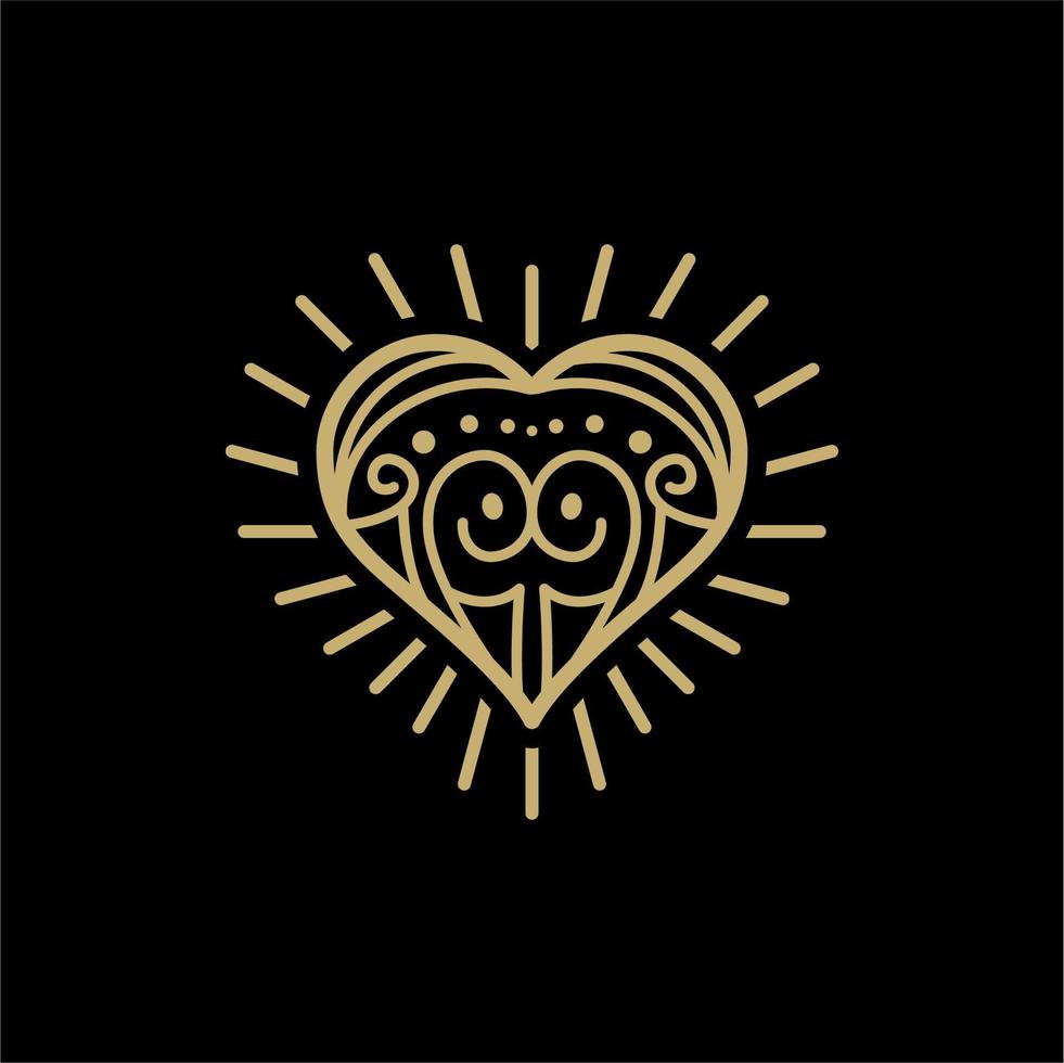 gouden aziatische liefdeshart logo-ontwerp vector