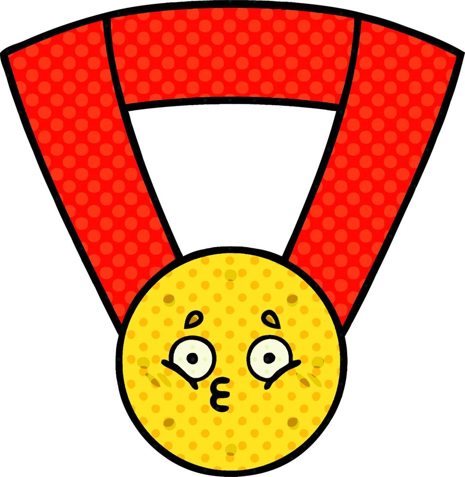 cartoon gouden medaille in stripboekstijl vector