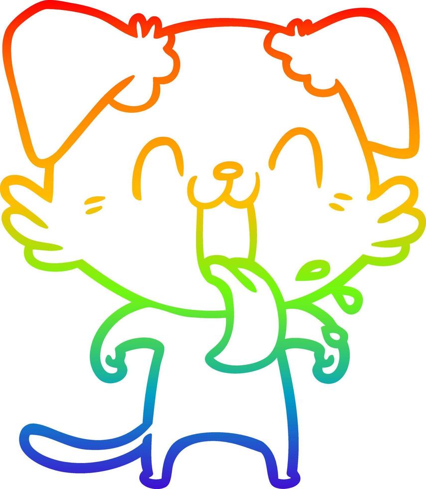 regenbooggradiënt lijntekening cartoon hijgende hond vector