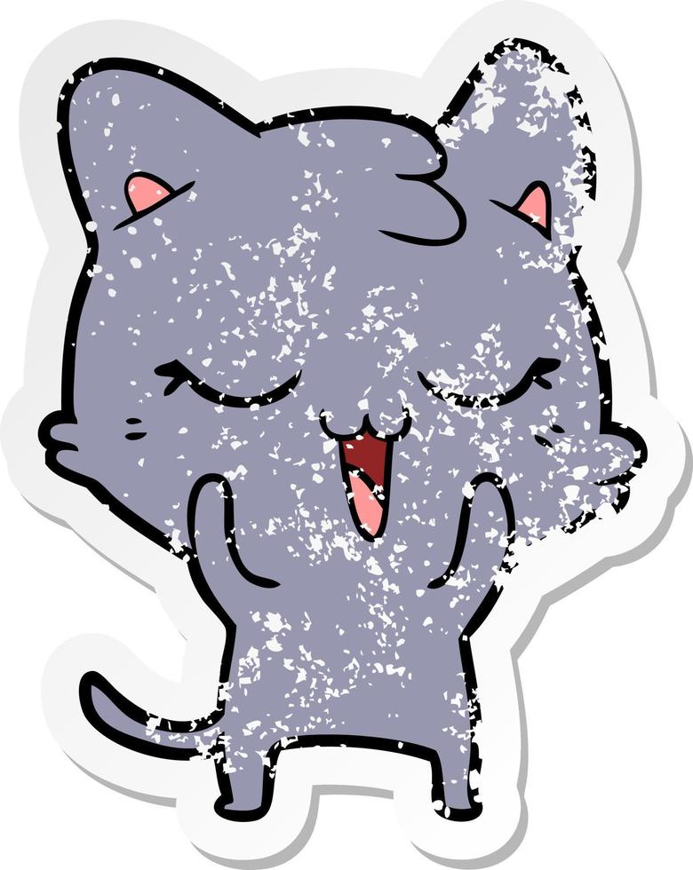 noodlijdende sticker van een cartoonkat vector