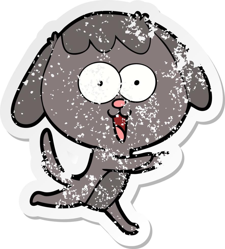 noodlijdende sticker van een schattige tekenfilmhond vector