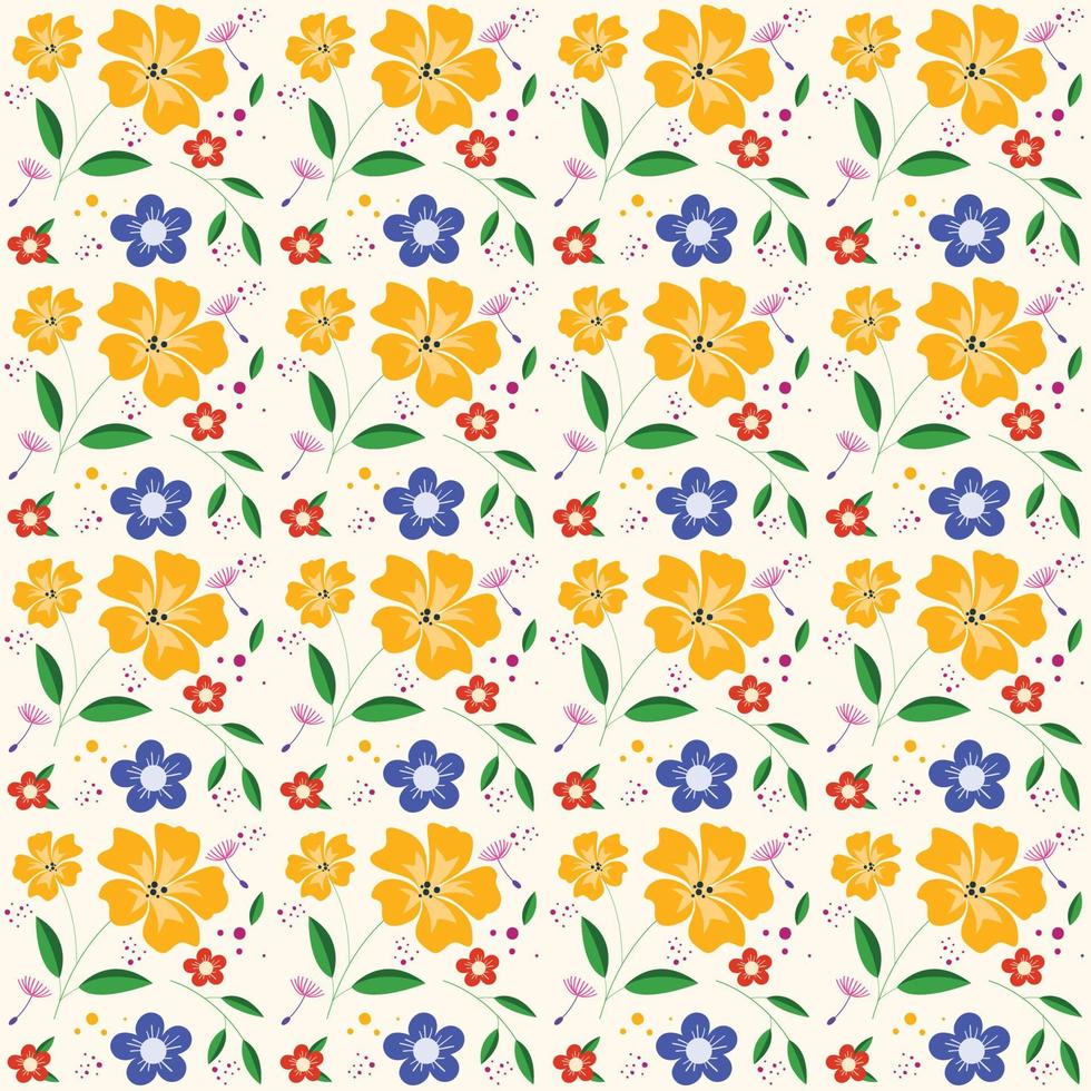 bloemen naadloos patroon met de hand getekende kleurrijke bloemen natuurlijke achtergrond met kleurrijk geschilderde bloemen vector