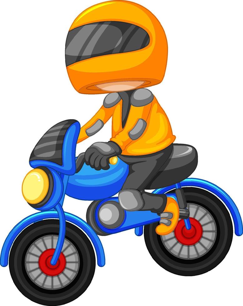 een cartoon van een motorcrosser op een witte achtergrond vector