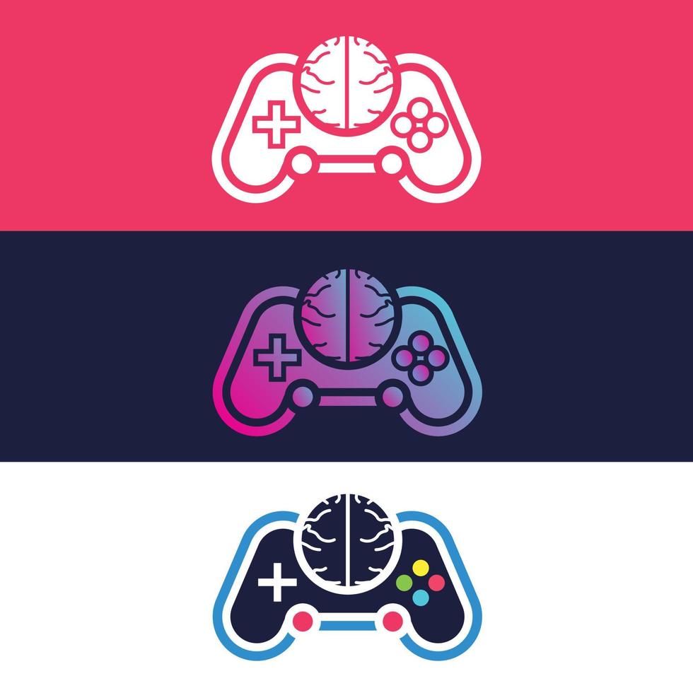 gamepad en hersenen logo ontwerp vectorillustratie vector